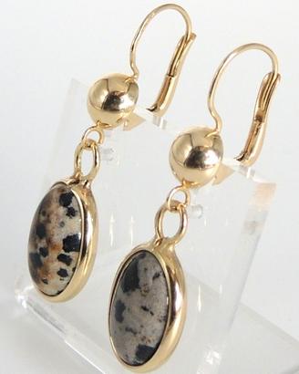 Orecchini in oro 18 kt con diaspro dalmata