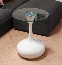 Tavolinetto tondo bianco lucido