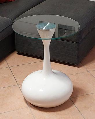 Tavolinetto tondo bianco lucido