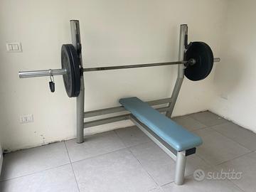 Panca piana + bilanciere olimpionico + dischi