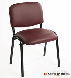 Sedia Imbottita Impilabile in Eco Pelle BORDEAUX