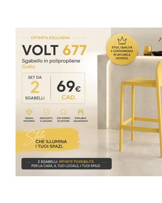 Sgabello giallo per outdoor e indoor