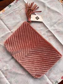 Borsetta a mano in velluto rosa antico