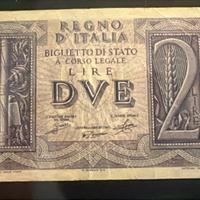 2 lire banconota + 2 banconote da una lira