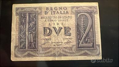 2 lire banconota + 2 banconote da una lira