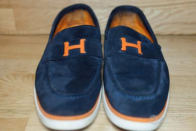 Hermes Loafer Velvet Blue Paris Mens Designer Shoe