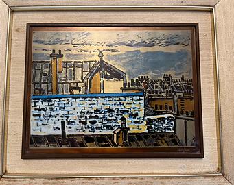 Tetti, incisione punta di diamante, Orfeo Tamburi