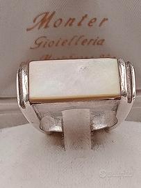 anello vintage argento 925 madreperla unisex uomo 
