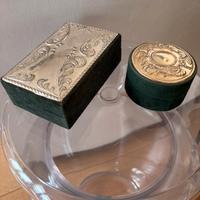 Coppia portagioie in velluto e argento