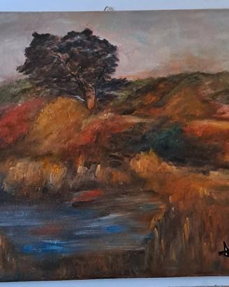 quadro paesaggio autunnale, lago