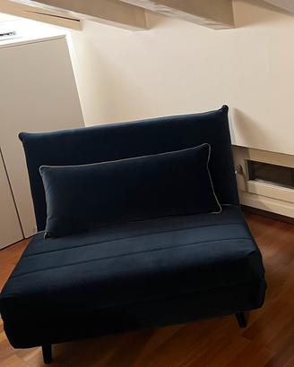 Divao letto in velluto blu notte come nuovo