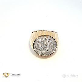 Anello oro giallo con Cupola pavé di diamanti
