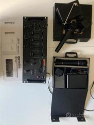 PMX-1000 stereo pre-amp mixer + doppio microfono  			