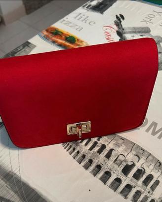 Borsa a mano rossa effetto velluto - PrimaDonna