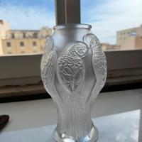 Vaso Lalique Perruches firmato - 24cm
